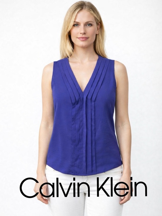 Calvin Klein Tops - 💜💜👉 Calvin Klein Purple Pleated Ruffle Tank Top – Size Small Sleeveless Blouse